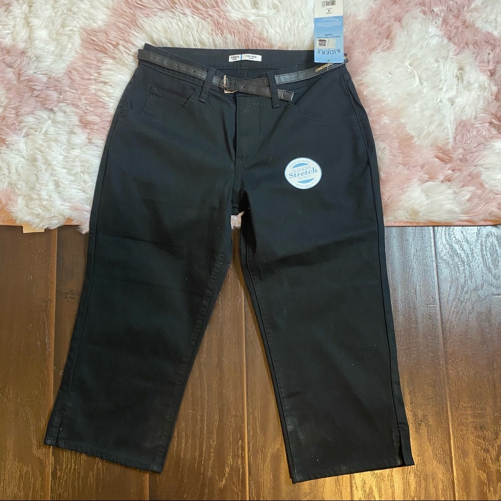 NWT Riders by Lee Mid Rise Capri Black Jeans Women's Size 6